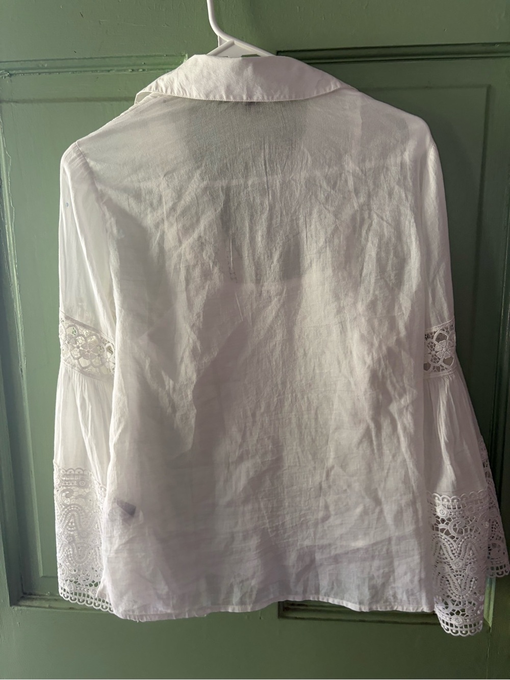 BOSTON PROPER LACE FLARE SLEEVE RUFFLE TOP LINED SZ 4 - Picture 9 of 9